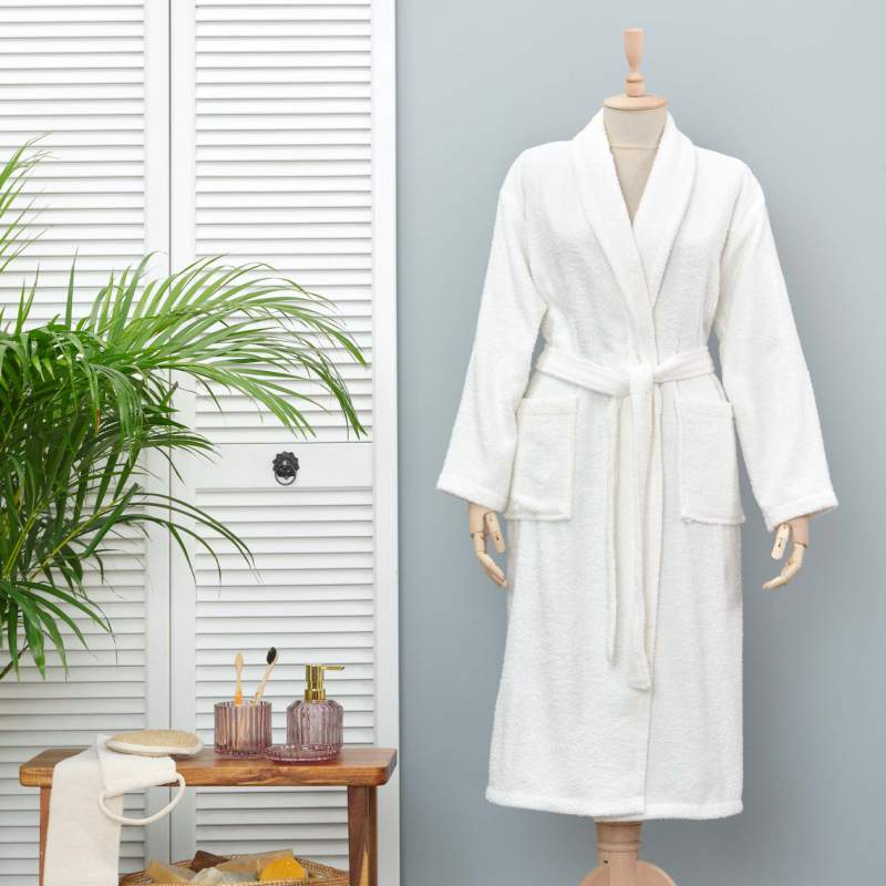 Karaca Home Daily Soft Off White 100% Cotton Women's Bathrobe S/M
