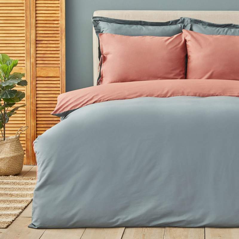 Karaca Home Basic Petrol-Terecota Double Sided Single Duvet Cover Set