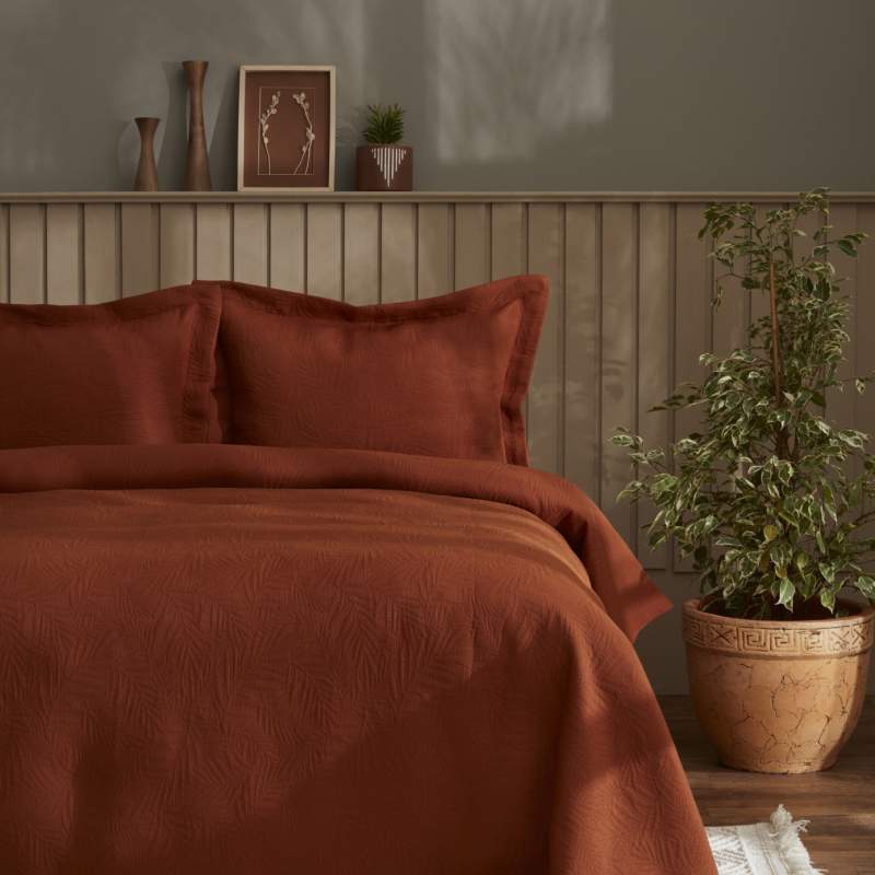 Karaca Home Mocha Double Bedspread Terracotta