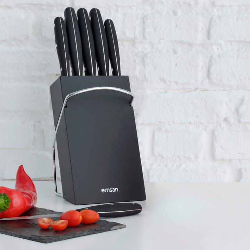 Emsan New Mia 6 Piece Knife Set Black
