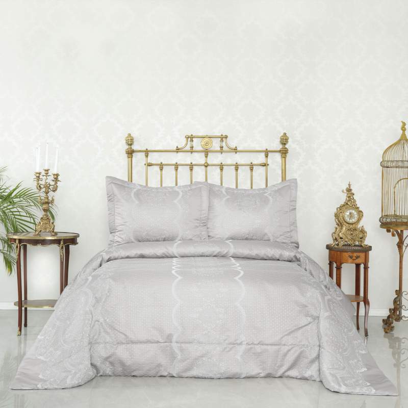 Karaca Home Versailles Silver 3-Piece Embroidered Dowry Cover Set Karaca Home Versailles Silver 3-Piece Embroidered Dowry Cover Set