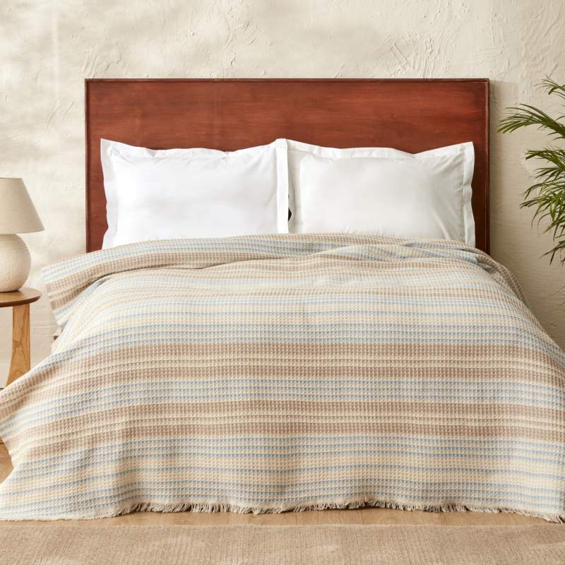 Karaca Home Flow Striped Double Waffle Pique 200x230 cm Beige