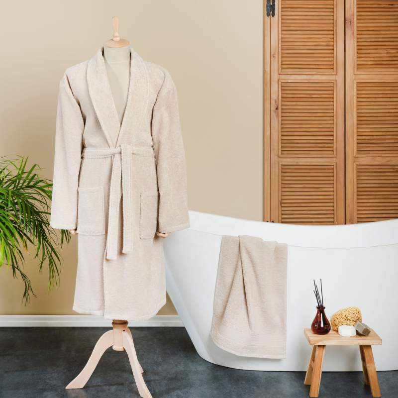 Karaca Home Defy Beige 100% Cotton Bathrobe XL/XXL Karaca Home Defy Beige 100% Cotton Bathrobe XL/XXL