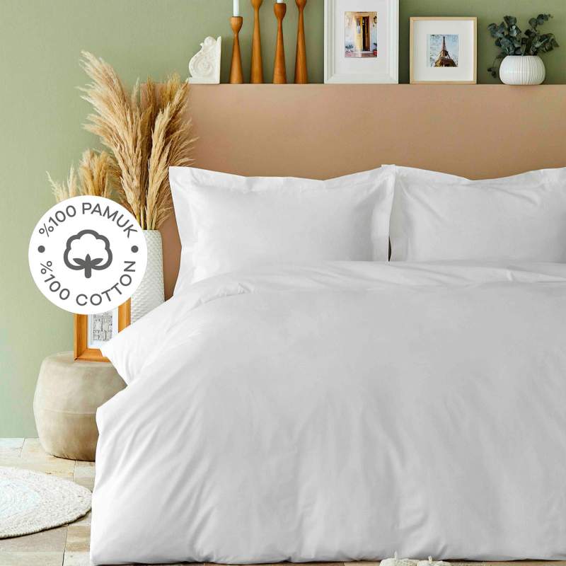 Karaca Home Back To Basic White 100% Cotton Single Duvet Cover Set Karaca Home Back To Basic White 100% Cotton Single Duvet Cover Set