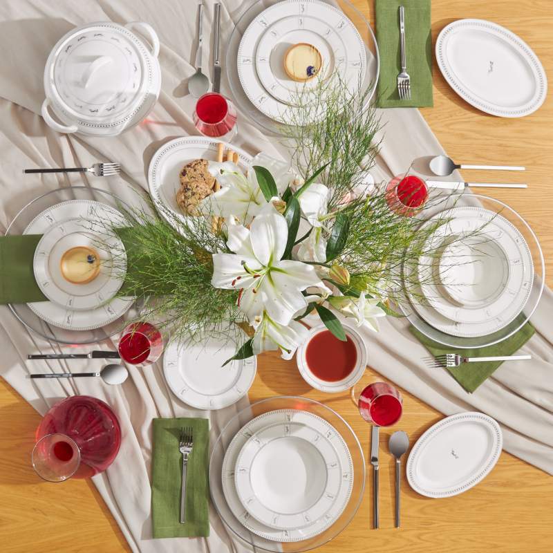 Emsan Olivia New Bone 60 Pieces Dinnerware Set for 12 People New