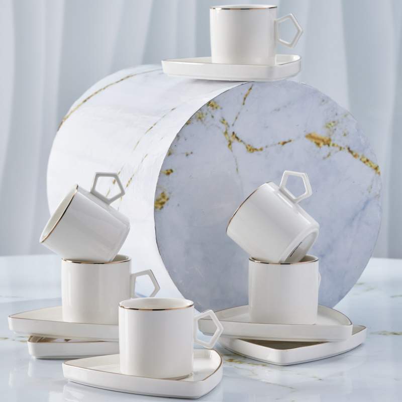 Karaca Geo Set of 6 Porcelain Coffee Cups 90 ml