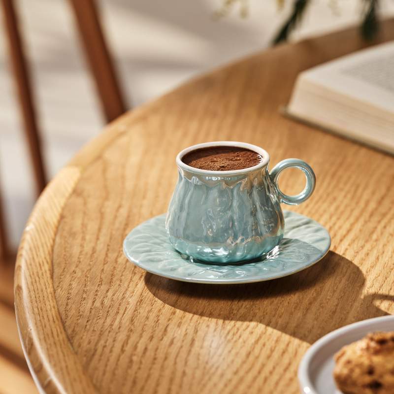Emsan Teşvikiye Set of 6 Porcelain Coffee Cups Turquoise