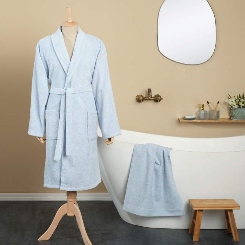 Karaca Home Defy Blue 100% Cotton Bathrobe Set XL/XXL Karaca Home Defy Blue 100% Cotton Bathrobe Set XL/XXL