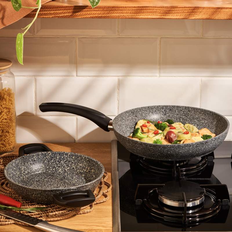 Emsan Lucca 2 Pieces Frying Pan Set Gray Blue 18-24 cm