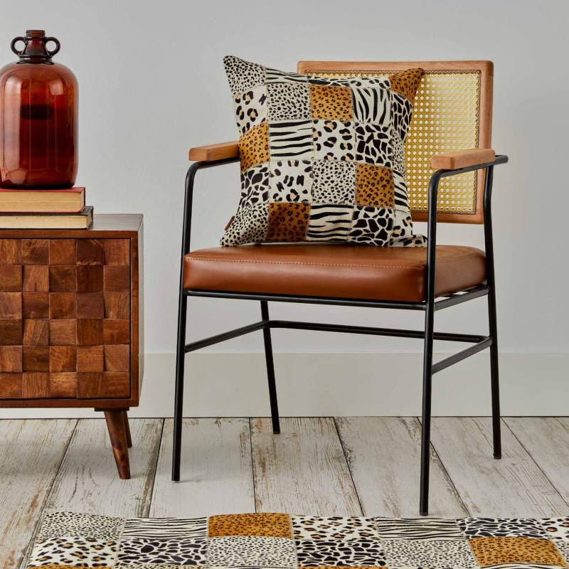 Cashmere Carpet Handmade Safari Patch Cushion 45x45 cm