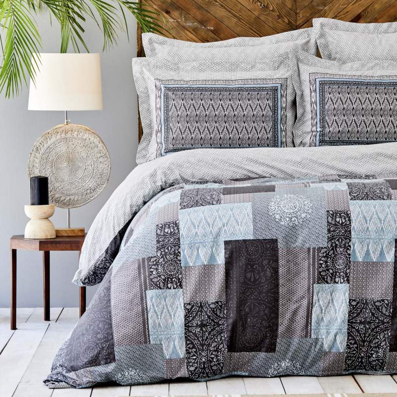 Karaca Home Ayode Gray 100% Cotton Double Duvet Cover Set Karaca Home Ayode Gray 100% Cotton Double Duvet Cover Set
