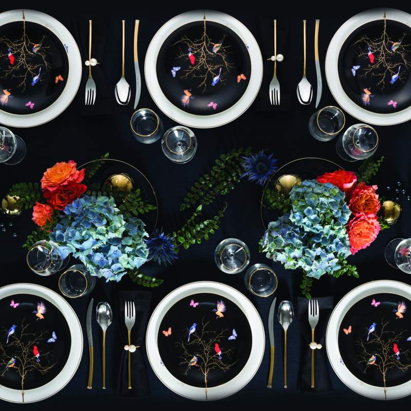 Karaca Fine Pearl Grace Black 58 Pieces Pearl Dinnerware Set for 12 Persons