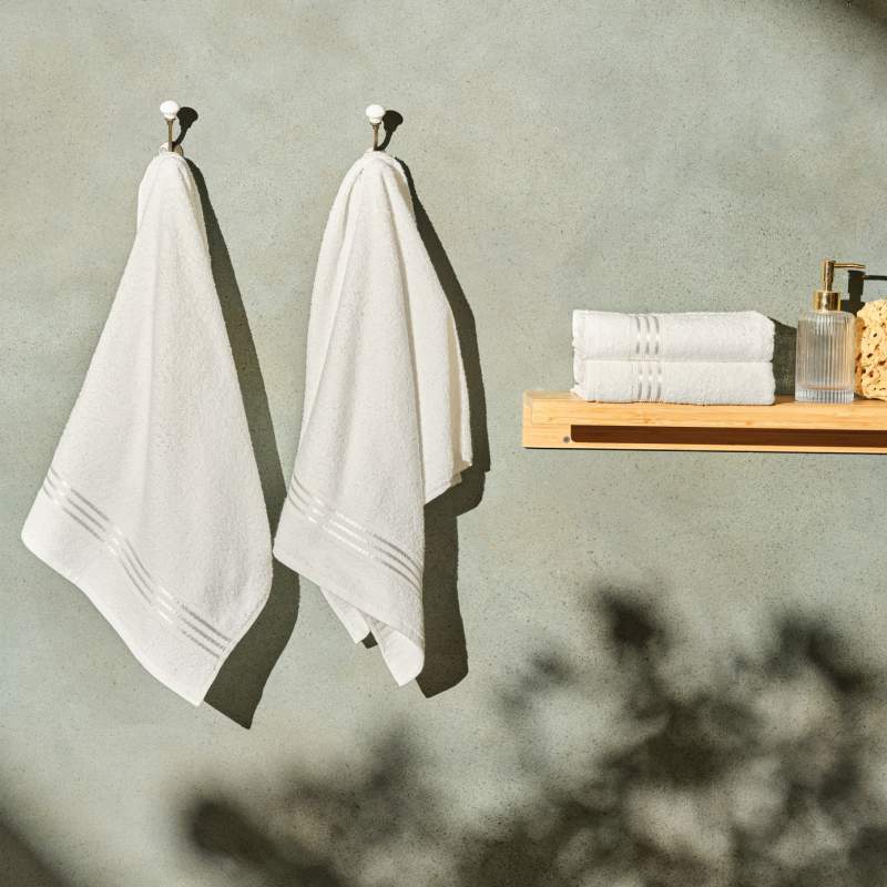 Karaca Home Stripe Off White 4 Pcs Towel Set 50x90 cm Karaca Home Stripe Off White 4 Pcs Towel Set 50x90 cm