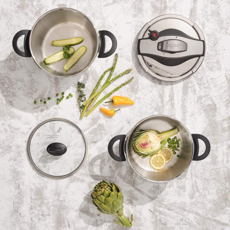 Emsan Presso-S Black Pressure Cooker Set 4+6 Lt
