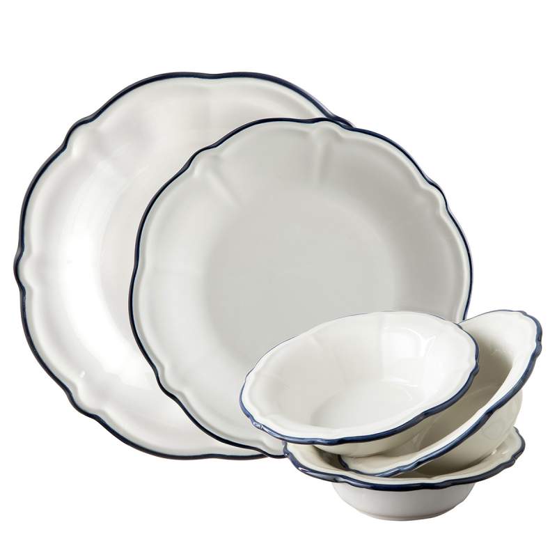 Jumbo Blue Line 18 Pieces 6 Person Dinnerware