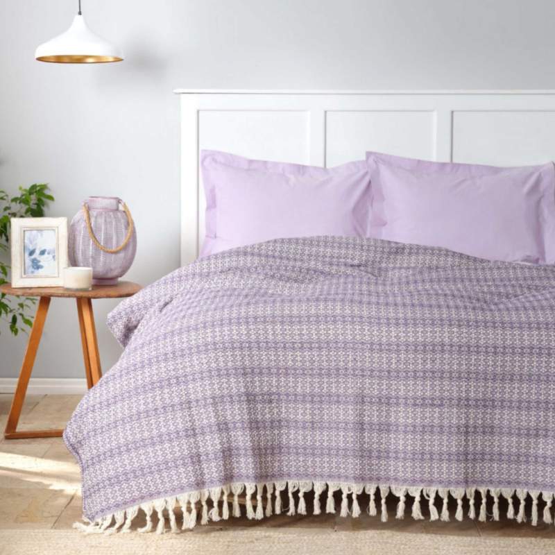 Karaca Home Destina Purple Double Multi-Purpose Cover