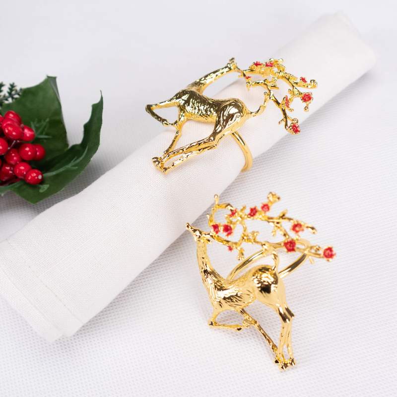Karaca Home Flowery Deer Gold 2 Pack Napkin Ring
