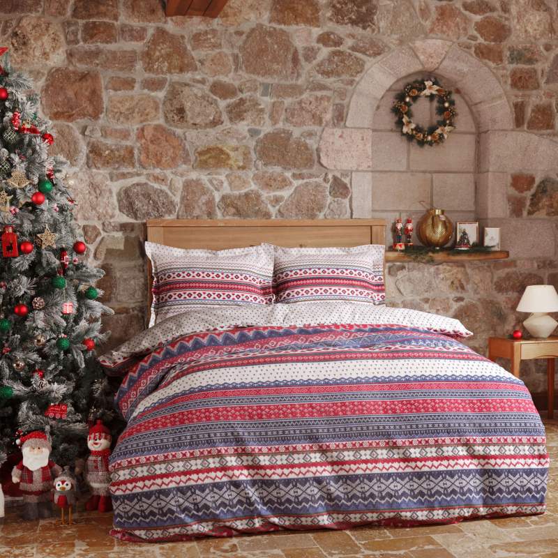 Karaca Home Paolo Navy Blue 100% Cotton Flannel Single Duvet Cover Set Karaca Home Paolo Navy Blue 100% Cotton Flannel Single Duvet Cover Set