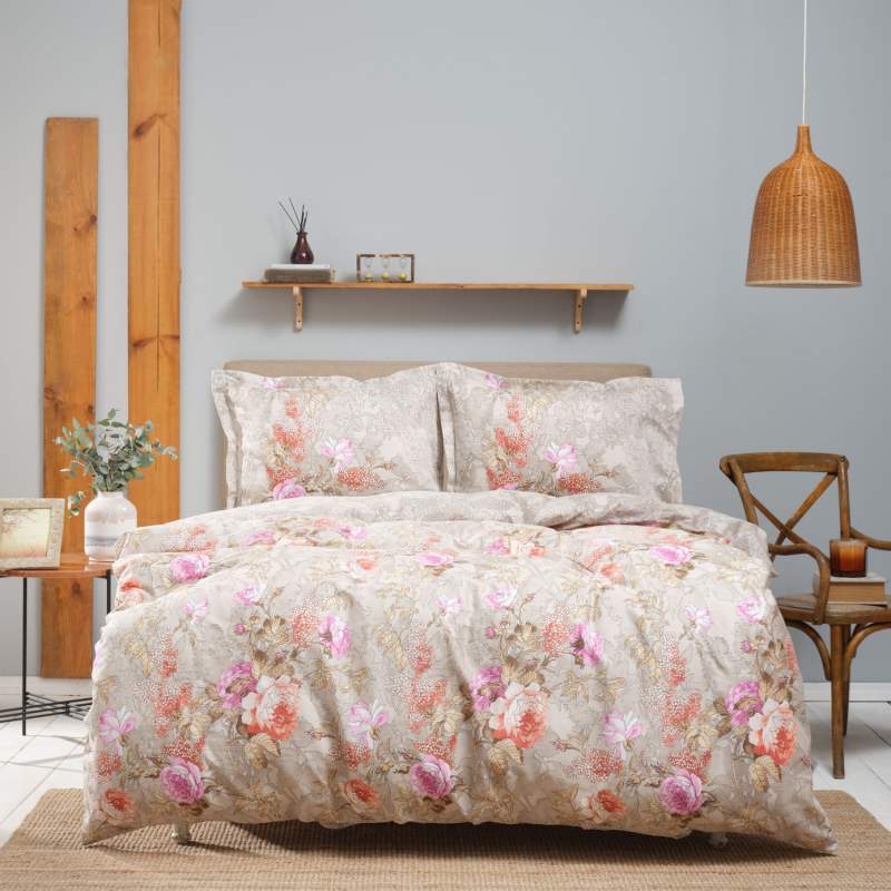 Karaca Home Tresna Gray Double Double 100% Cotton Satin Duvet Cover Set Karaca Home Tresna Gray Double Double 100% Cotton Satin Duvet Cover Set