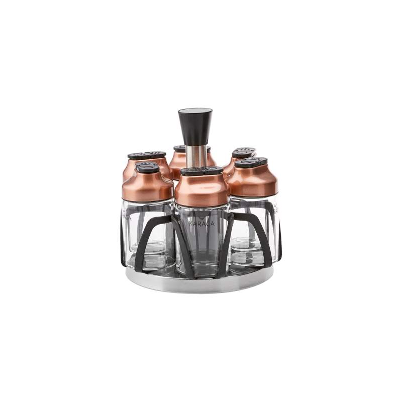 Karaca Dimple Cooper 7 Pieces Glass Spice Set
