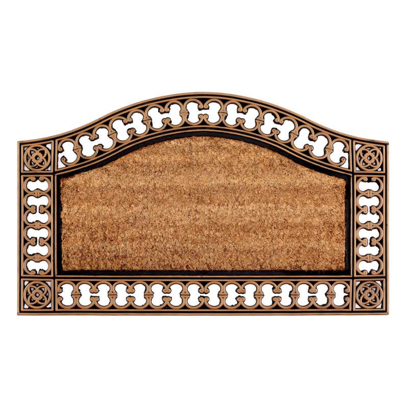 Cashmere Carpet Rubber Round Gold Framed Coco Mat 45x75 cm