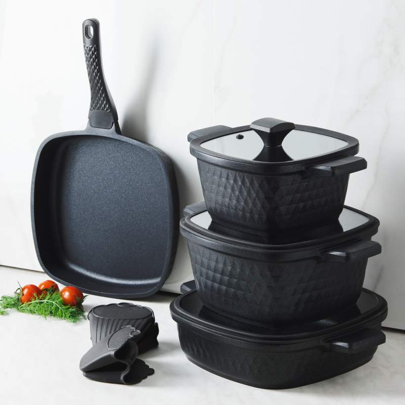 Karaca BioDiamond Cast Iron Square 7 Piece Cookware Set