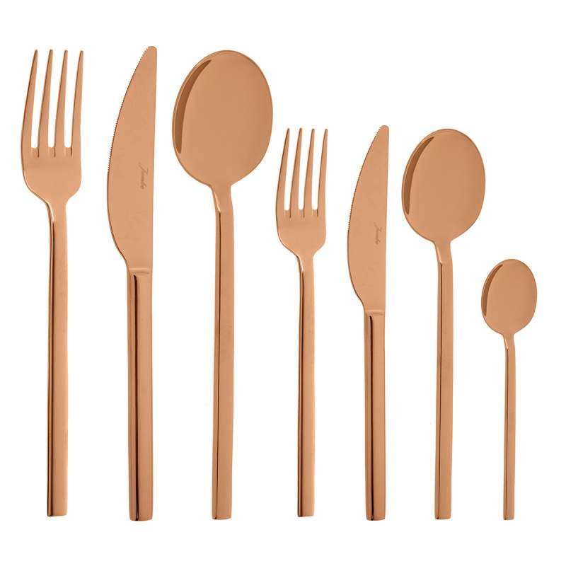 Jumbo 8100 84 Pieces Cutlery Set for 12 People Titanium Bronze