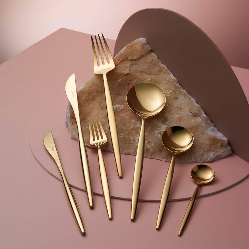 Jumbo 9000 Titanium Gold 84 Pcs Cutlery Set for 12 Persons