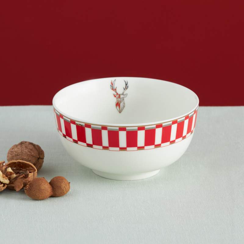 Karaca Aries Red Column Bowl 14 cm