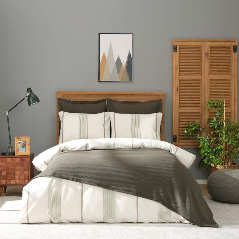 Karaca Home Palermo Khaki Double Yarn Dyed Pique Duvet Cover Set Karaca Home Palermo Khaki Double Yarn Dyed Pique Duvet Cover Set