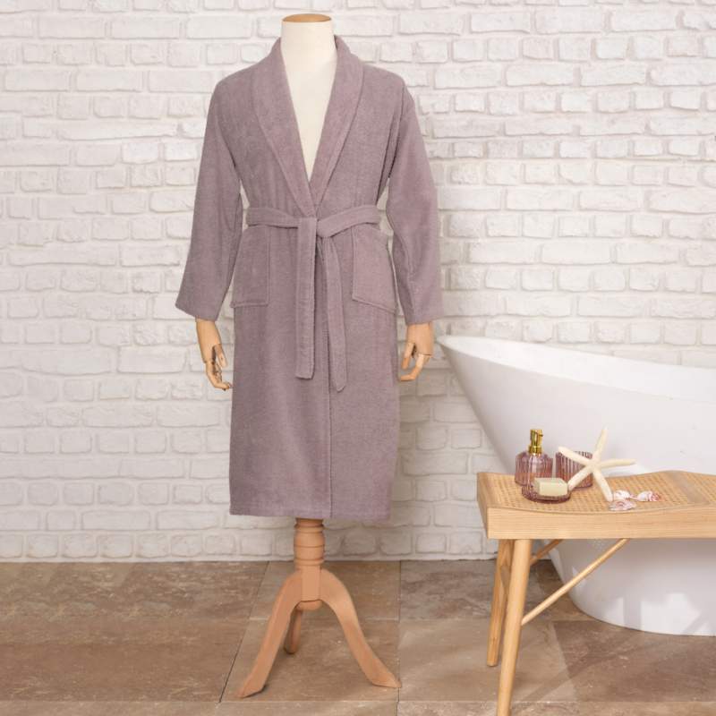 Karaca Home Daily Soft Gray 100% Cotton Men's Bathrobe L/XL