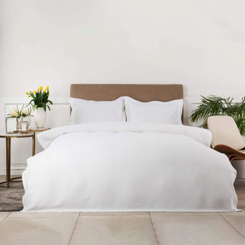 Karaca Home White Collection Freya White Embroidered Percale Double Duvet Cover Set