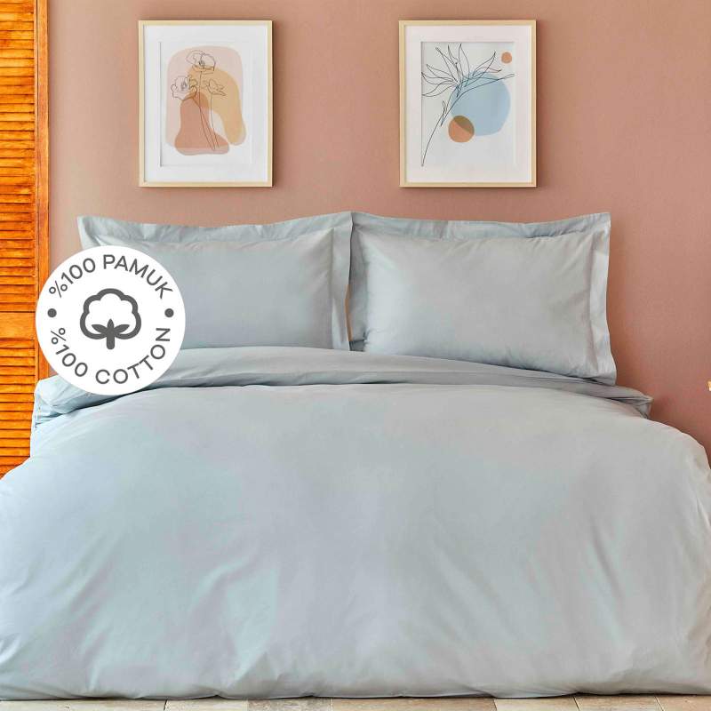 Karaca Home Back To Basic Blue 100% Cotton Single Duvet Cover Set Karaca Home Back To Basic Blue 100% Cotton Single Duvet Cover Set