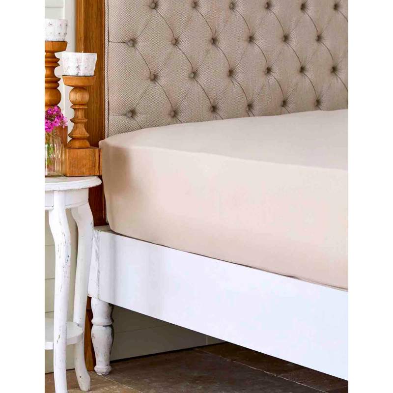 Karaca Home Beige Combed Cotton Fitted/ Elastic Double Bed Sheet