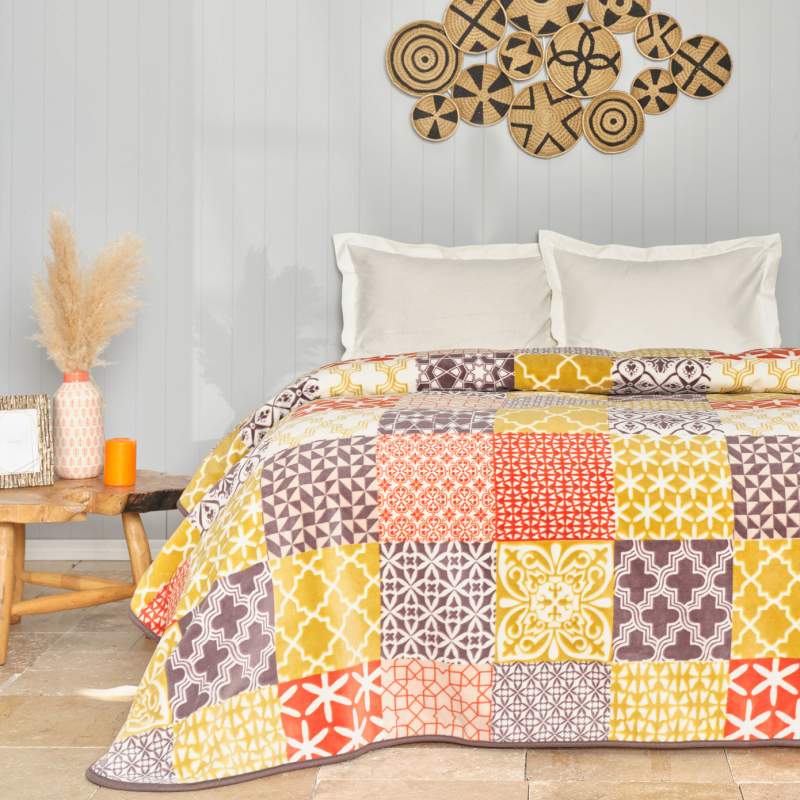 Karaca Home Calve Mustard Double Spanish Blanket Karaca Home Calve Mustard Double Spanish Blanket