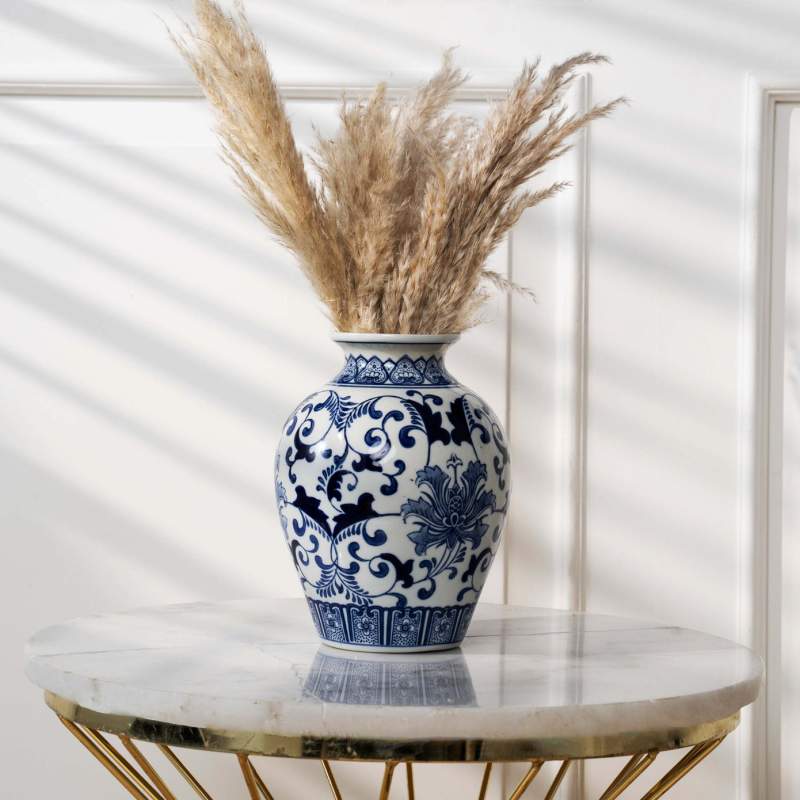 Karaca Home Blue White Lora Vase 23 cm