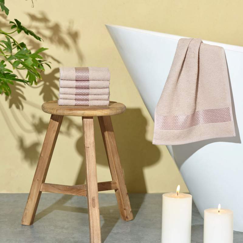 Karaca Home Honey Beige 6 Pcs Towel Set 30x50 cm Karaca Home Honey Beige 6 Pcs Towel Set 30x50 cm