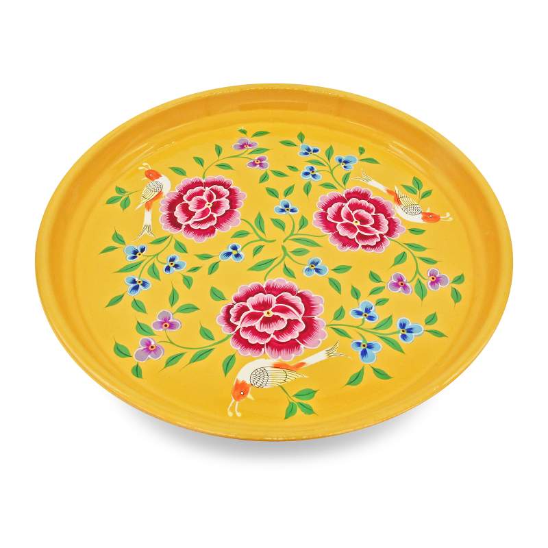 3rd Culture Bird Yellow Round Tray