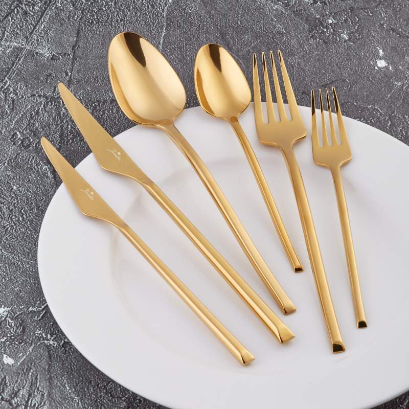 Jumbo 5500 84 Pcs Cutlery Set for 12 People Titanium Gold