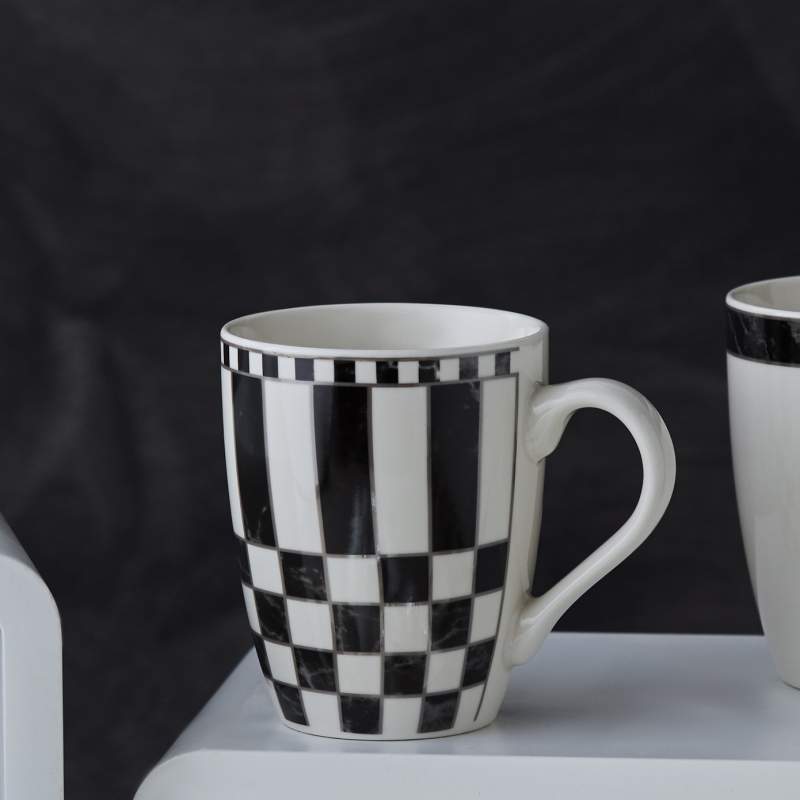 Karaca Checkered Line Porcelain Mug 320 ml