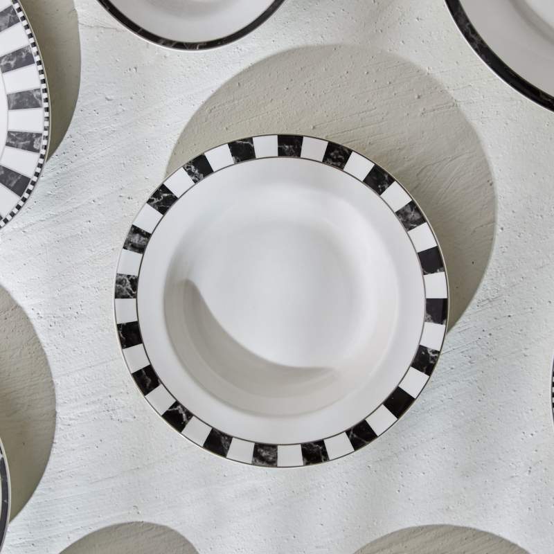 Karaca Checkered Line Porcelain Deep Plate 22 cm