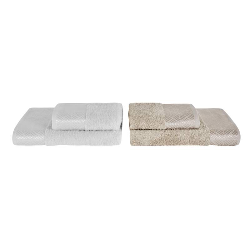 Karaca Home Luica 4 Pcs Bath/Head Towel Hammam Set Offwhite Beige