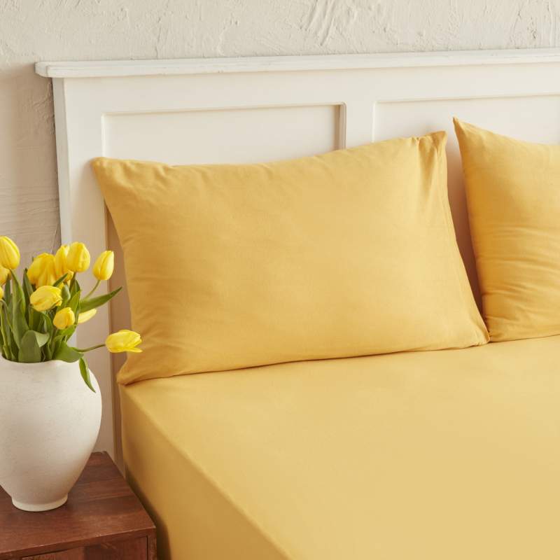 Karaca Home Motto Combed Cotton Fitted Sheet Double 160x200+30 cm Mustard