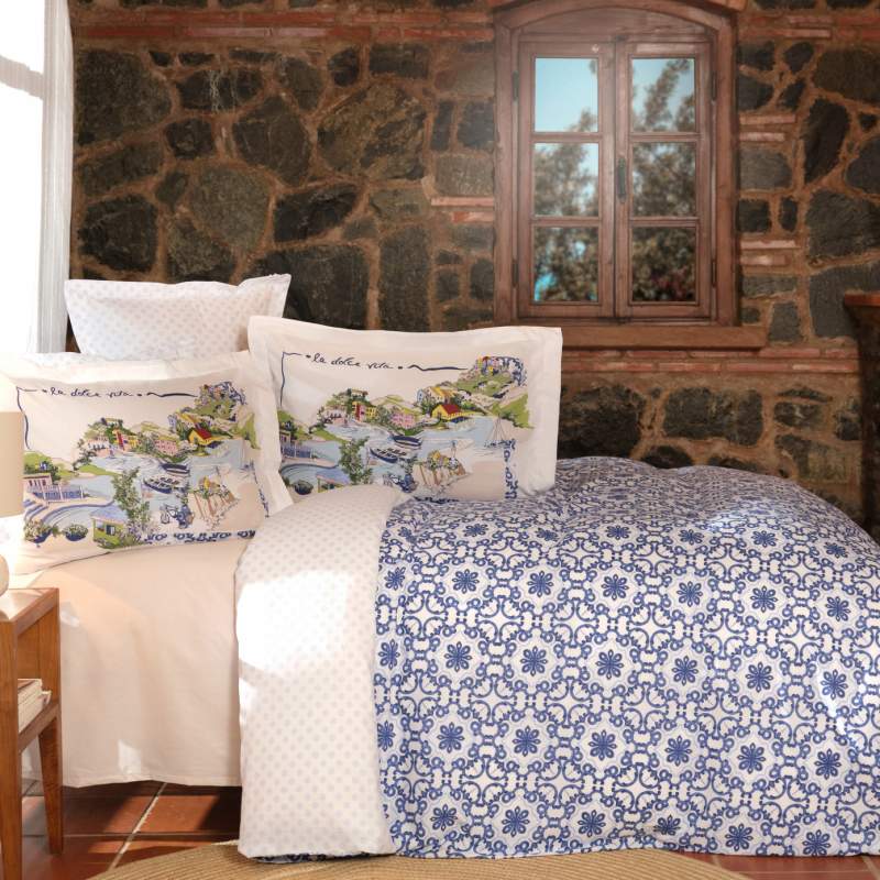 Karaca Home Teodora Blue Double 100% Cotton Duvet Cover Set Karaca Home Teodora Blue Double 100% Cotton Duvet Cover Set