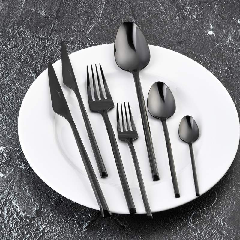 Jumbo 5500 84 Pcs Cutlery Set for 12 People Titanium Black