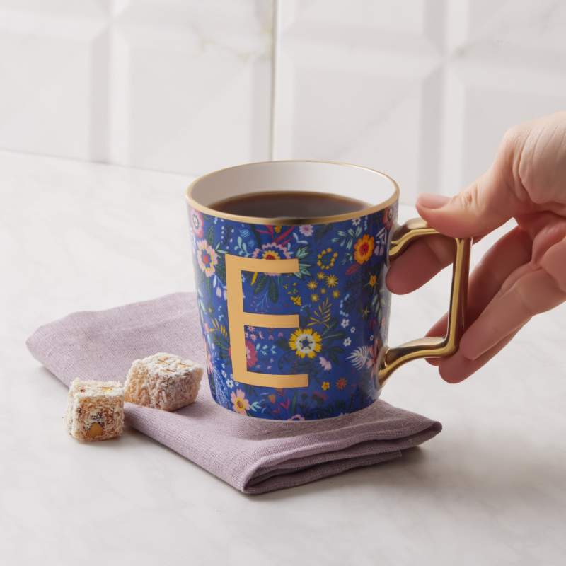 Karaca Flower E Letter Mug 350 ml