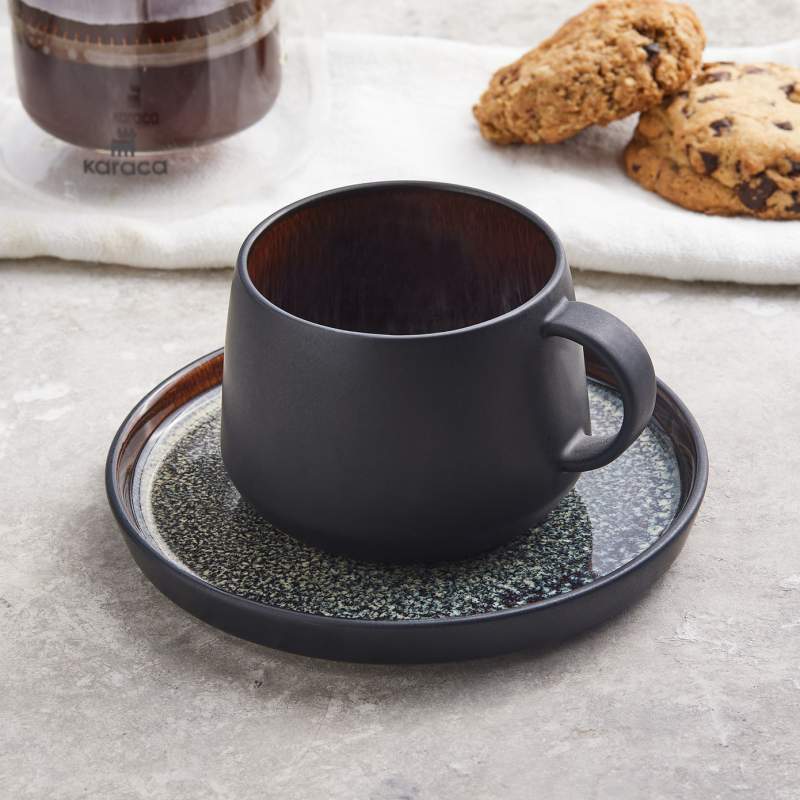 Karaca Black Galactic Single Set of Tea Cups 300 ml