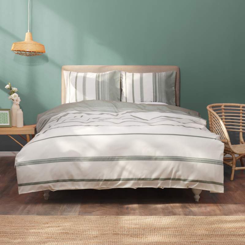 Karaca Home Vetro Khaki Single Yarn Dyed Duvet Cover Set Karaca Home Vetro Khaki Single Yarn Dyed Duvet Cover Set