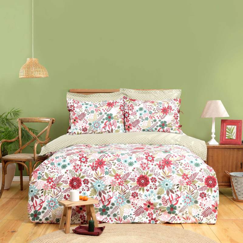 Karaca Home Antro Green 100% Cotton Single Duvet Cover Set Karaca Home Antro Green 100% Cotton Single Duvet Cover Set