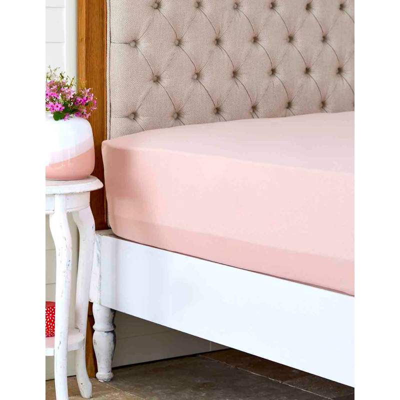 Karaca Home Salmon Combed Cotton Fitted/ Elastic Double Bed Sheet Karaca Home Salmon Combed Cotton Fitted/ Elastic Double Bed Sheet